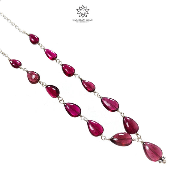 Rubellite Pink Tourmaline Beads Chain Necklace 34.50cts