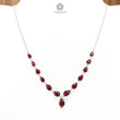 Rubellite Pink Tourmaline Beads Chain Necklace: 34.50cts Natural Untreated Tourmaline 925 Sterling Silver Plain Oval 6*4.5mm - 9*7mm 20"