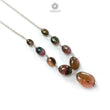 Watermelon Tourmaline Beads Chain Necklace: 49.20cts Natural Untreated Tourmaline 925 Sterling Silver Plain Oval 7*6.5mm - 15*12mm 21"