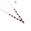 Rubellite Tourmaline Beads Chain Necklace: 32.00cts Natural Untreated Pink Tourmaline 925 Sterling Silver Plain Pear 5*4mm - 9*6mm 20"