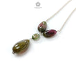 Watermelon Tourmaline Beads Chain Necklace: 58.25cts Natural Untreated Tourmaline 925 Sterling Silver Plain Oval 8*7.5mm - 21*13mm 22"