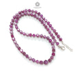 Raspberry Ruby Faceted Beads Necklace: 126.40cts Natural Untreated Ruby 925 Sterling Silver Hexagon Shape 5mm - 6.5mm 18"