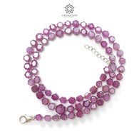 Raspberry Ruby Faceted Beads Necklace 126.40cts