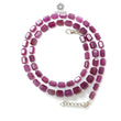 Raspberry Purple Ruby Faceted Beads Necklace: 94.05cts Natural Untreated Ruby 925 Sterling Silver Fancy Shape 6mm 16"