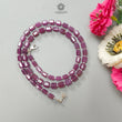 Raspberry Purple Ruby Faceted Beads Necklace: 94.05cts Natural Untreated Ruby 925 Sterling Silver Fancy Shape 6mm 16"