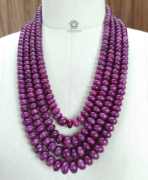 Red Ruby Beads Necklace : 3037.30cts Natural Untreated Unheated Ruby Plain Rondelle Beads Multi Strand 15" - 20" 10mm - 17mm Necklace