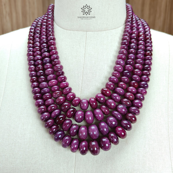 Red Ruby Beads Necklace: 3171.75cts Natural Untreated Unheated Ruby Plain Rondelle Beads Multi Strand 18" - 23" 10mm - 16mm Necklace