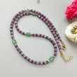 Zoisite Ruby Blue Sapphire Gemstone Beads Necklace: 18.02gms Natural Ruby, Green Quartzite Gemstone Plain Rondelle Brass Necklace 4mm 18"