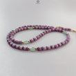 Ruby & Blue Sapphire Gemstone Beads Necklace: 18.67gms Natural Ruby, Green Quartzite Gemstone Plain Rondelle Brass Necklace 4mm 18"