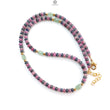 Ruby & Blue Sapphire Gemstone Beads Necklace: 18.71gms Natural Ruby, Green Quartzite Plain Rondelle Brass Necklace 3.5mm - 4mm 18"