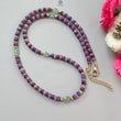 Ruby & Blue Sapphire Gemstone Beads Necklace: 18.71gms Natural Ruby, Green Quartzite Plain Rondelle Brass Necklace 3.5mm - 4mm 18"