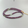 Ruby & Blue Sapphire Gemstone Beads Necklace: 18.71gms Natural Ruby, Green Quartzite Plain Rondelle Brass Necklace 3.5mm - 4mm 18"