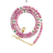 Zoisite Ruby Gemstone Beads Necklace: 19.65gms Natural Untreated Ruby, White Pearl & Emerald Plain Rondelle Brass Necklace 4.5mm - 5mm 18"