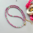 Zoisite Ruby Gemstone Beads Necklace: 19.65gms Natural Untreated Ruby, White Pearl & Emerald Plain Rondelle Brass Necklace 4.5mm - 5mm 18"