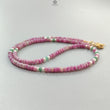 Zoisite Ruby Gemstone Beads Necklace: 19.65gms Natural Untreated Ruby, White Pearl & Emerald Plain Rondelle Brass Necklace 4.5mm - 5mm 18"