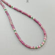 Zoisite Ruby Gemstone Beads Necklace: 19.65gms Natural Untreated Ruby, White Pearl & Emerald Plain Rondelle Brass Necklace 4.5mm - 5mm 18"