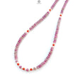 Zoisite Ruby Gemstone Beads Necklace: 20.33gms Natural Untreated Ruby, White Pearl & Red Coral Plain Rondelle Brass Necklace 4.5mm - 5mm 18"