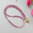 Zoisite Ruby Gemstone Beads Necklace: 20.33gms Natural Untreated Ruby, White Pearl & Red Coral Plain Rondelle Brass Necklace 4.5mm - 5mm 18"