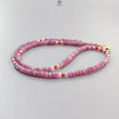 Zoisite Ruby Gemstone Beads Necklace: 20.33gms Natural Untreated Ruby, White Pearl & Red Coral Plain Rondelle Brass Necklace 4.5mm - 5mm 18"