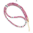 Zoisite Ruby Gemstone Beads Necklace: 21.22gms Natural Ruby, White Pearl & Blue Sapphire Plain Rondelle Brass Necklace 4.5mm - 5mm 18"