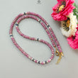 Zoisite Ruby Gemstone Beads Necklace: 21.22gms Natural Ruby, White Pearl & Blue Sapphire Plain Rondelle Brass Necklace 4.5mm - 5mm 18"