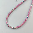 Zoisite Ruby Gemstone Beads Necklace: 21.22gms Natural Ruby, White Pearl & Blue Sapphire Plain Rondelle Brass Necklace 4.5mm - 5mm 18"