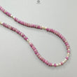 Crystal Ruby Gemstone Beads Necklace: 21.85gms Natural Untreated Ruby, White Pearl & Cat's Eye Plain Rondelle Brass Necklace 4.5mm - 5mm 18"