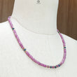 Ruby Gemstone Beads Necklace: 23gms Natural Untreated Ruby, Blue Sapphire Plain Rondelle Brass Necklace 4.5mm - 5mm 18"