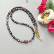 Golden, Blue & Pink Sapphire Gemstone Beads Necklace: 18.84gms Natural Untreated Sapphire Plain Oval Brass Necklace 6*5mm - 7*5mm 18"