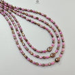 Golden & Pink Sapphire Gemstone Beads Necklace: Natural Untreated Unheated Sapphire Plain Oval Shape Brass Necklace 18" 1 Strand