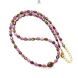 Golden & Pink Sapphire Gemstone Beads Necklace: Natural Untreated Unheated Sapphire Plain Oval Shape Brass Necklace 18" 1 Strand