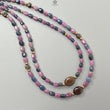 Pink & Blue Sapphire Gemstone Beads Necklace: Natural Untreated Unheated Sapphire Plain Oval Shape Brass Necklace 18" 1 Strand