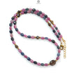 Pink & Blue Sapphire Gemstone Beads Necklace: Natural Untreated Unheated Sapphire Plain Oval Shape Brass Necklace 18" 1 Strand