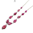 Rubellite Tourmaline Beads Chain Necklace 34.50cts