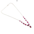 Rubellite Tourmaline Beads Chain Necklace: 34.50cts Natural Untreated Pink Tourmaline 925 Sterling Silver Plain Pear 6*5mm - 10.5*8mm 20"