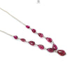 Rubellite Tourmaline Beads Chain Necklace: 34.50cts Natural Untreated Pink Tourmaline 925 Sterling Silver Plain Pear 6*5mm - 10.5*8mm 20"