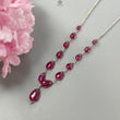 Rubellite Tourmaline Beads Chain Necklace: 37.40cts Natural Untreated Pink Tourmaline 925 Sterling Silver Plain Pear 5*4mm - 11*8mm 21"