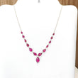 Rubellite Tourmaline Beads Chain Necklace: 37.40cts Natural Untreated Pink Tourmaline 925 Sterling Silver Plain Pear 5*4mm - 11*8mm 21"