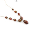 Watermelon Tourmaline Beads Chain Necklace: 42.35cts Natural Untreated Tourmaline 925 Sterling Silver Plain Oval 7*6.5mm - 13*9mm 20"