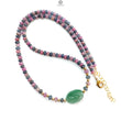 Zoisite Ruby & Blue Sapphire Gemstone Beads Necklace: Natural Untreated Ruby, Green Quartzite Plain Rondelle Brass Necklace 18" 1 Strand