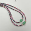 Zoisite Ruby & Blue Sapphire Gemstone Beads Necklace: Natural Untreated Ruby, Green Quartzite Plain Rondelle Brass Necklace 18" 1 Strand