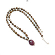 Golden Chocolate Sapphire Gemstone Beads Necklace: 24.06gms Natural Ruby, Sapphire Plain Oval 925 Silver Necklace 6*5mm - 8*5.5mm 22"