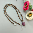 Golden Chocolate Sapphire Gemstone Beads Necklace: 24.06gms Natural Ruby, Sapphire Plain Oval 925 Silver Necklace 6*5mm - 8*5.5mm 22"