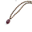 Golden Chocolate Sapphire Gemstone Beads Necklace: 25.21gms Natural Ruby, Sapphire Plain Oval 925 Silver Necklace 6*5mm - 8*6mm 20"