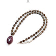 Golden Chocolate Sapphire Gemstone Beads Necklace: 25.21gms Natural Ruby, Sapphire Plain Oval 925 Silver Necklace 6*5mm - 8*6mm 20"