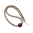 Golden Chocolate Sapphire Gemstone Beads Necklace: 28.11gms Natural Ruby, Sapphire Plain Oval 925 Silver Necklace 6*5mm - 8*6mm 20"