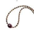 Golden Chocolate Sapphire Gemstone Beads Necklace: 28.11gms Natural Ruby, Sapphire Plain Oval 925 Silver Necklace 6*5mm - 8*6mm 20"