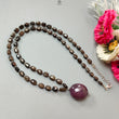 Golden Chocolate Sapphire Gemstone Beads Necklace: 29.10gms Natural Ruby, Sapphire Plain Oval 925 Silver Necklace 6*5mm - 8*6mm 22"