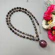 Golden Chocolate Sapphire Gemstone Beads Necklace: 29.10gms Natural Ruby, Sapphire Plain Oval 925 Silver Necklace 6*5mm - 8*6mm 22"