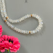 Rainbow Moonstone Gemstone Beads Necklace: 22.85gms Natural Moonstone Plain Rondelle Brass Necklace 19" Necklace June Birthstone